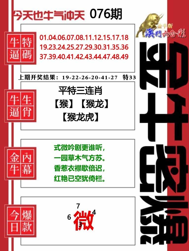 076期金牛密爆[图]